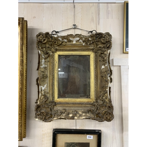 3064 - Victorian Rococo gold gilt frame, 60cm x 50cm (AF)