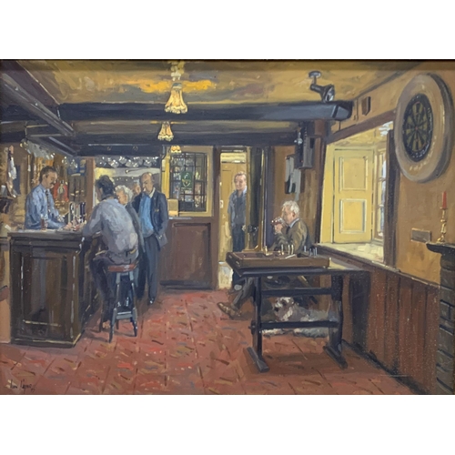 3080 - 20th century English school - traditional pub scene, signed Ian Cryer, oil on board, 90cm x 65cm, fr... 