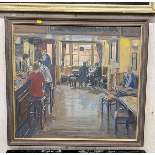 3082 - 20th century English school - traditional pub scene, signed Ian Cryer, oil on board, 75cm x 69cm, fr... 