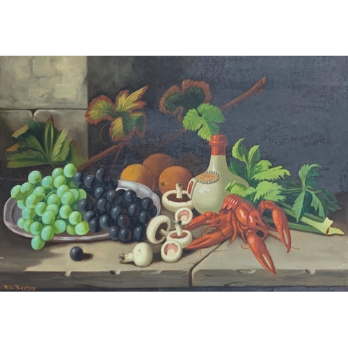 3086 - W.G Becker (20th century English school) - Pair of lobster and fruit still life paintings, signed , ... 