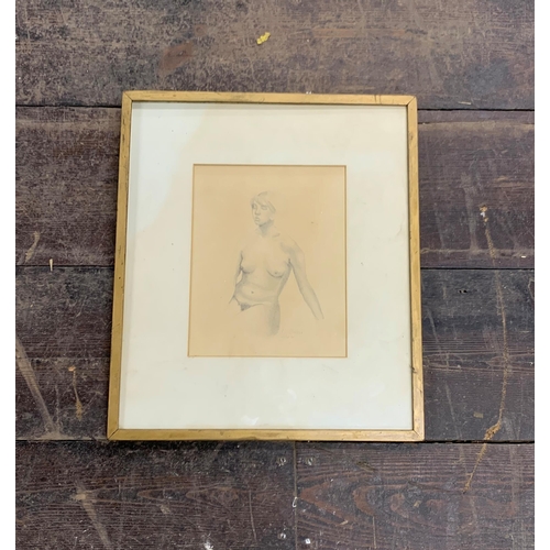 3097 - P G Blacker (20th century) - nude portrait, signed 1961, graphite study, 19 x 15cm, framed