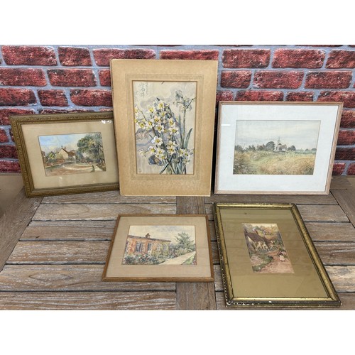 59 - Quantity of antique watercolour paintings depicting predominantly rural nature scenes, largest 58cm ... 