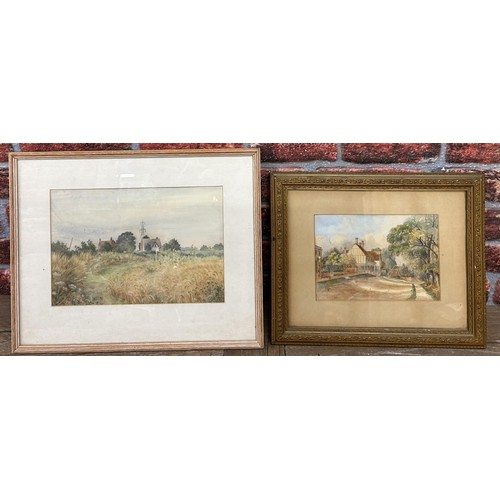 59 - Quantity of antique watercolour paintings depicting predominantly rural nature scenes, largest 58cm ... 