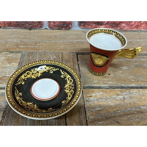 145 - Rosenthal Versace 'Medusa' pattern tea cup and saucer