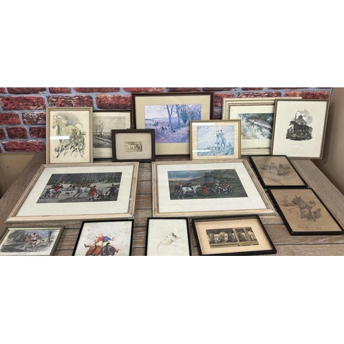 172 - Large assortment of animal and hunting related artwork and prints to include original sketch and wat... 