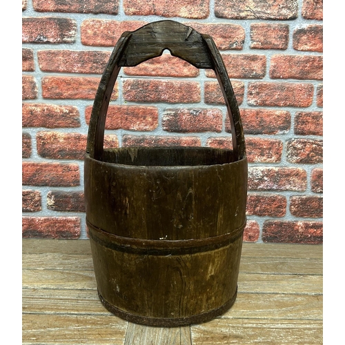 38 - Antique Chinese rice bucket, H 61cm