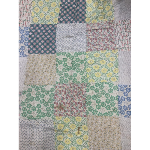 10 - Two vintage hand stitched blankets to include patchwork example (2)