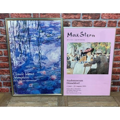 159 - Two Monet and May Stern exhibition posters, framed, largest 95cm x 65cm (2)