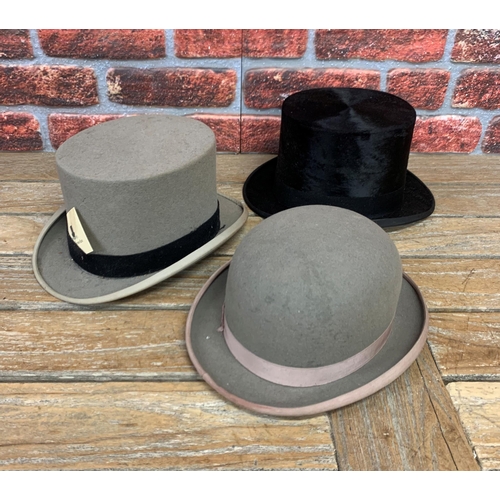 745 - Two antique black silt top hats to include Lincoln & Bennet and Wheeler and Company example with a f... 