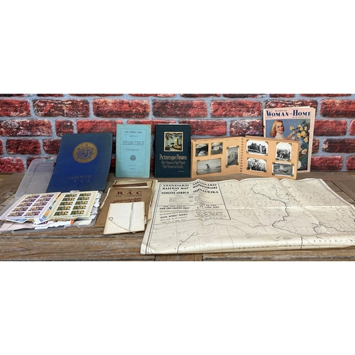 719 - Mixed assortment of collectible ephemera to include Panama Canal related pieces, stamps and photogra... 