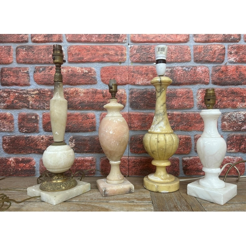 757 - Mixed quantity of vintage alabaster table lamps, largest H 46cm (4)