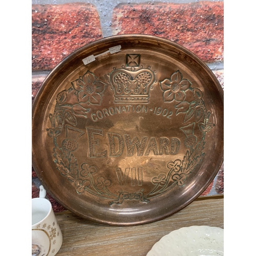 764 - Mixed quantity of commemorative antique plates to include Georgian transfer ware and coronation exam... 