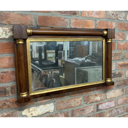 3106 - Period Regency rosewood and gilt overmantle mirror, with original pitted glass, 48 x 78cm