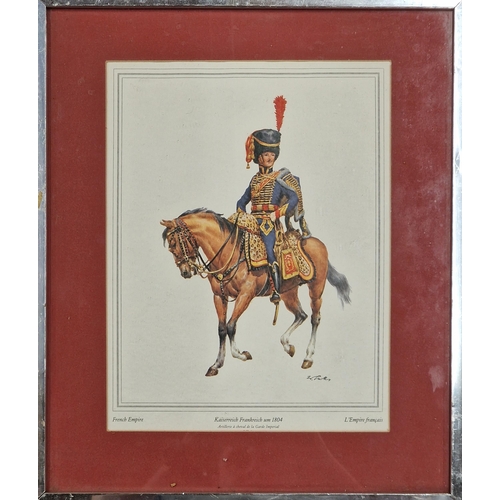 3078 - Quantity of antique style military horseback prints in chrome framed, 40cm x 35cm (4)