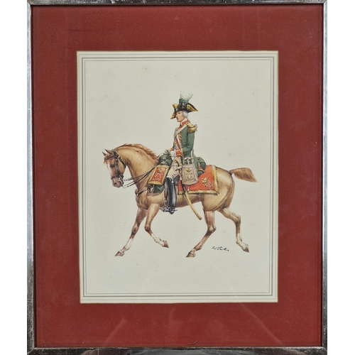 3078 - Quantity of antique style military horseback prints in chrome framed, 40cm x 35cm (4)