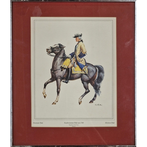 3078 - Quantity of antique style military horseback prints in chrome framed, 40cm x 35cm (4)