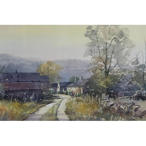 3062 - Carol Hill (20th century) 'Beeley Village, Derbyshire' rural scene, signed, watercolour, 50cm x 32cm... 