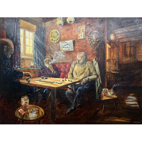 3069 - 20th century English school - Butcombe Bitter pub scene, signed M. Sterling, oil on board, 90cm x 65... 