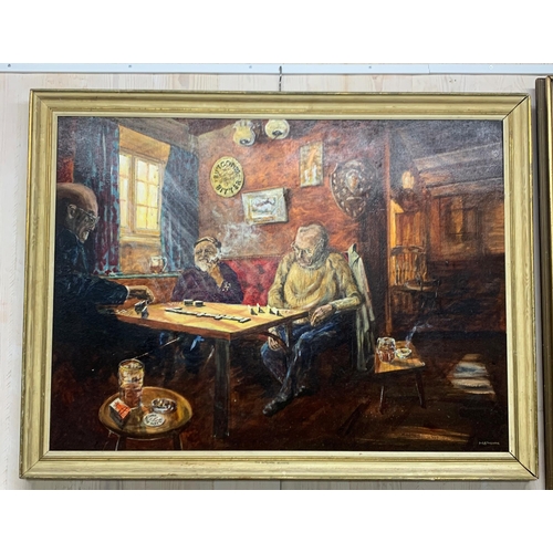 3069 - 20th century English school - Butcombe Bitter pub scene, signed M. Sterling, oil on board, 90cm x 65... 