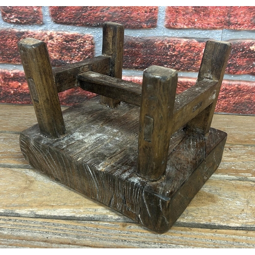 1171 - Andrianna Shamaris carved Wabi Sabi side table or stool, 25cm x 19cm x 20cm