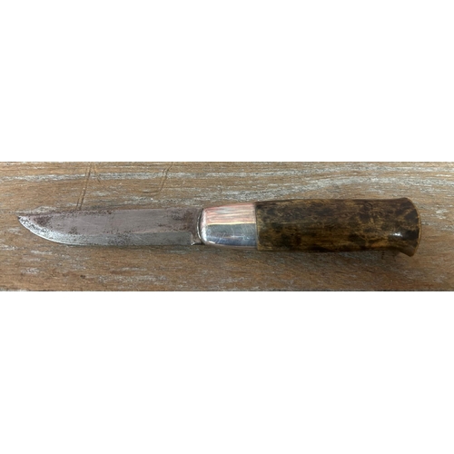 333 - Silver mounted Peer Gynt Viking knife by David Anderson, Norway, in original leather sheath, L 23cm