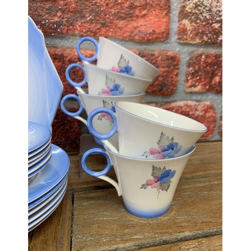 441 - Shelley hand painted floral part tea service to include cups, plates, milk jug and sugar bowl