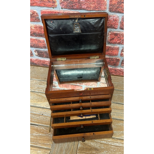 535 - Antique Elliot & Co mahogany wood dentists travel case