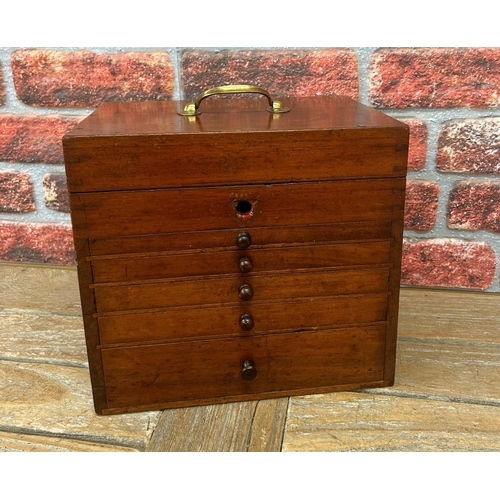 535 - Antique Elliot & Co mahogany wood dentists travel case