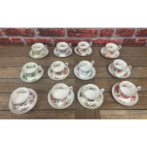 450 - Quantity of Royal Albert cabinet cups and saucers to include Forget-Me-Not, Violets, Roses and Snowd... 