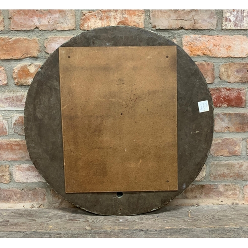 1422 - Unusual good large Barbola convex wall mirror, with original pitted glass, 64cm diameter