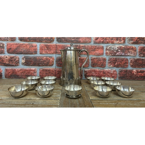 152 - Antique Elkington & Co silver plated 'Love Serves' communion set