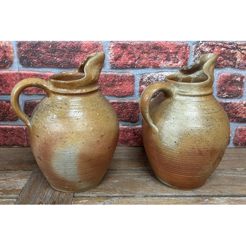 455 - Collection of antique brown salt glazed stoneware jugs, largest H 42cm (6)