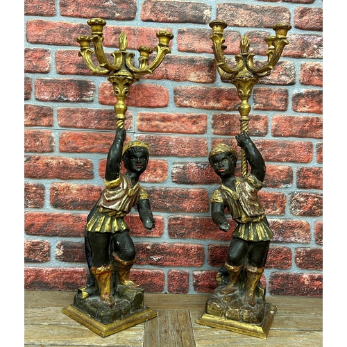 1399 - Pair of exceptional 18th century hand carved Blackamoor candlesticks, depicting two young children h... 