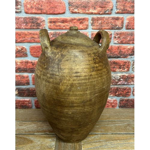 459 - Quantity of antique brown earthenware to include olive oil pot and jug, largest H 55cm (3)