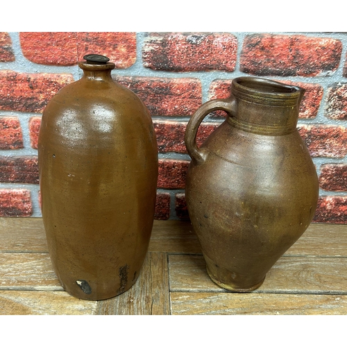 459 - Quantity of antique brown earthenware to include olive oil pot and jug, largest H 55cm (3)