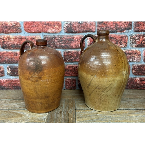 460 - Quantity of antique brown salt glazed earthenware jugs and pitchers, largest H 38cm (6)