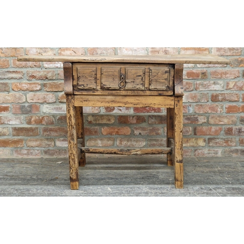 1012 - Antique Chinese hardwood bench / table, H 48cm x W 114cm x D 33cm