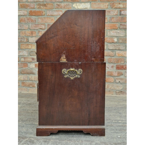 1024 - 19th century mahogany campaign washstand, sloped hinged top enclosing a fitted interior with further... 