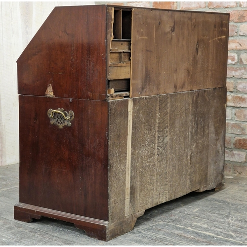 1024 - 19th century mahogany campaign washstand, sloped hinged top enclosing a fitted interior with further... 