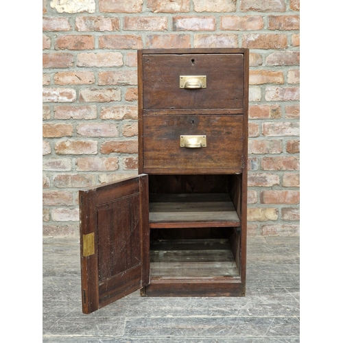 1223 - 19th century mahogany bankers drawers with segmented fitted interior, H 98cm x W 42cm x D 65cm