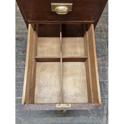 1223 - 19th century mahogany bankers drawers with segmented fitted interior, H 98cm x W 42cm x D 65cm