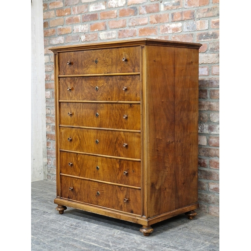 1225 - Exceptional quality 19th century walnut tallboy chest of six drawers with moulded top, raised on tur... 