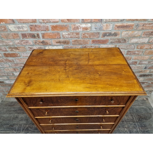 1225 - Exceptional quality 19th century walnut tallboy chest of six drawers with moulded top, raised on tur... 