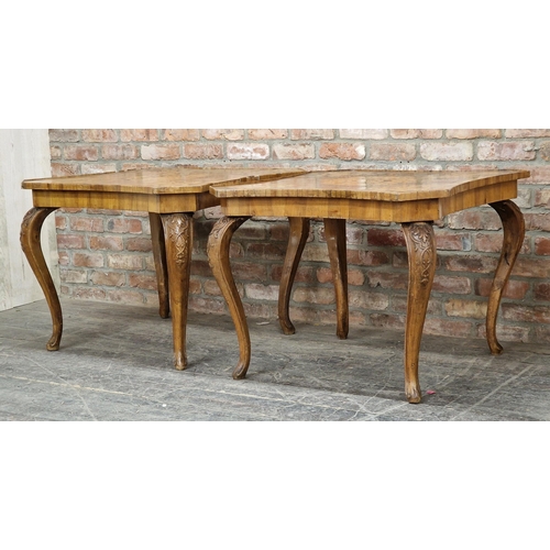 1229 - Exceptional quality 19th century Italian olive and satinwood marquetry console tables, profusely dec... 