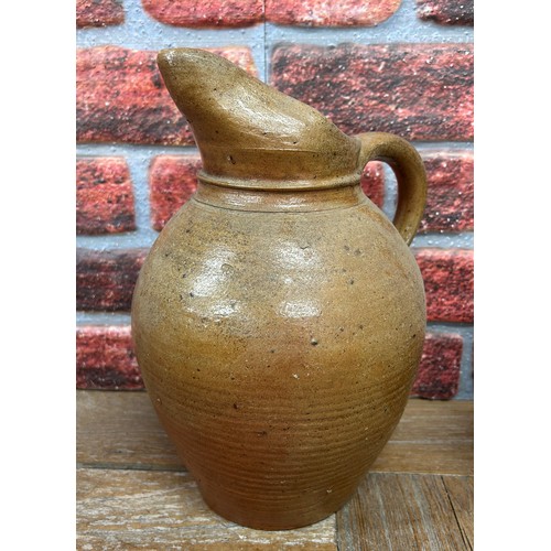 461 - Quantity of antique brown salt glazed earthenware jugs and pitchers, largest H 38cm (6)