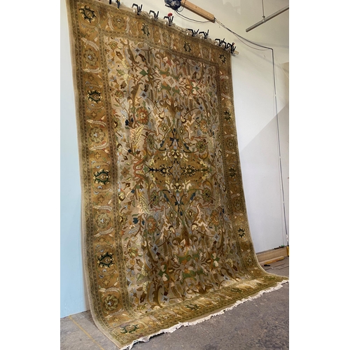 1617 - Incredible Arts and Crafts full pile country house carpet, with scrolled foliage on a fawn ground,  ... 