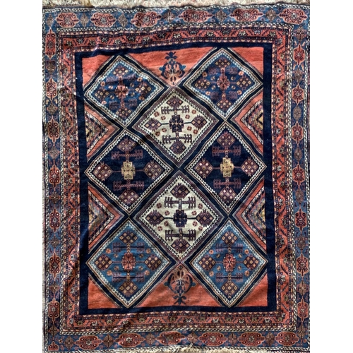 1585 - Good Persian Village rug, diaper panel decoration, 170cm x 123cm