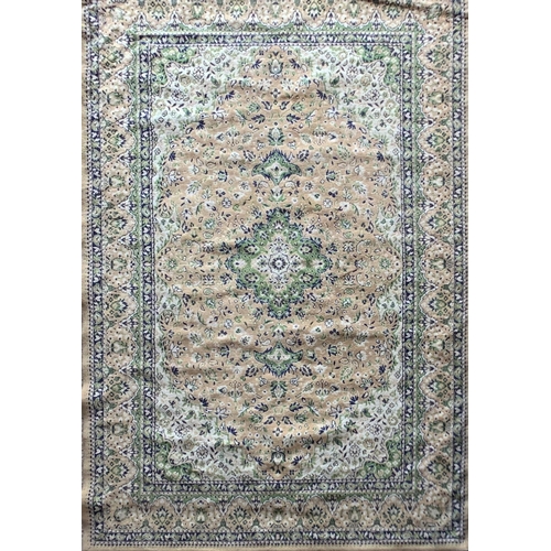 1588 - Country house size Keshan carpet, cream ground, label verso, 330cm x 212cm