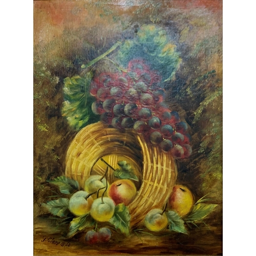 1451 - George Clare (1830-1890) - Pair of still life studies of fruit in basket, signed, oil on canvas, 48c... 