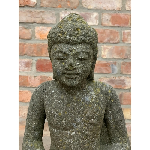 366 - Indonesian hand carved volcanic pumice stone seated Buddha ornament, H 57cm